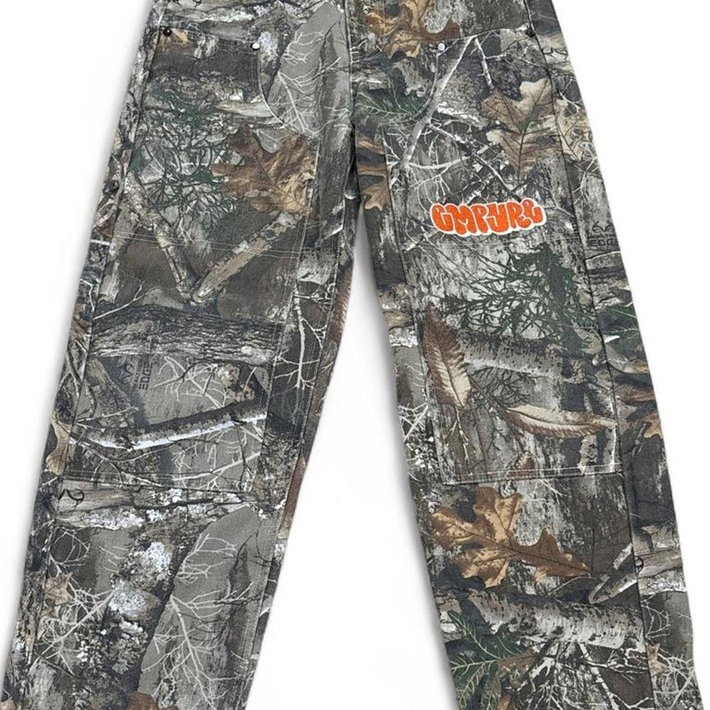 Empyre baggy Y2K style LOOSE Fit Realtree EDGE Double Knee Camo Pants cotton